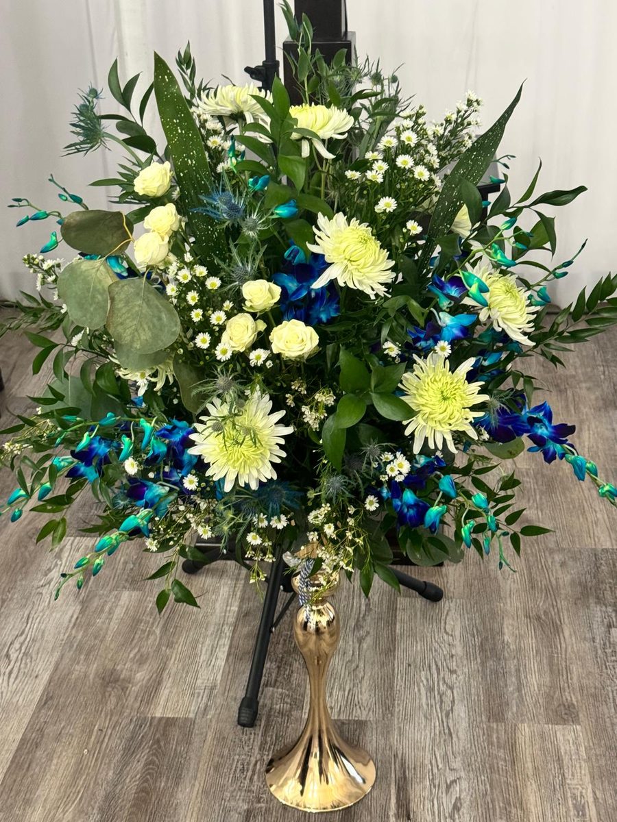 Pedestal azul para evento